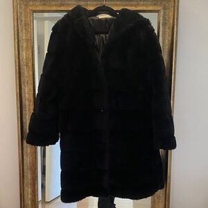Elegant Black Faux Fur Coat